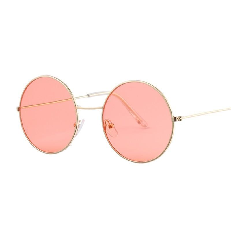 Outdoor Stylish For Female Retro Round Yellow Purple Sunglasses Woman Designer Sun Eyewear Male Alloy Mirror Oculos De Sol
