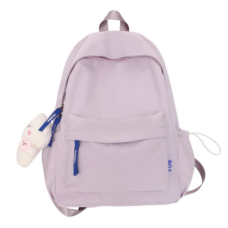 Autumn and Winter New Korean Version Solid Color Nylon Student Backpack Simple Fresh Unisex Double Shoulder Backpack
