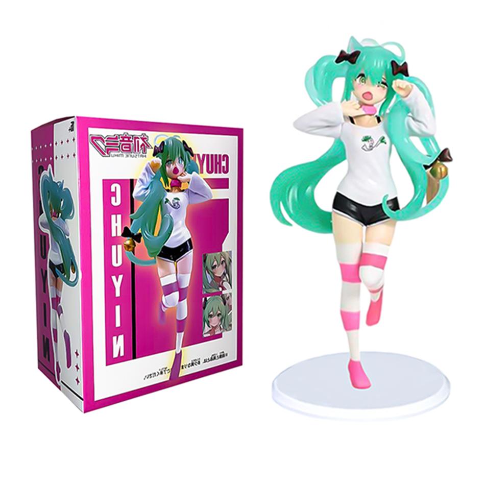 12cm desktop cute cat ear Hatsune Miku cute style anime doll toy PVC model collectible doll children's birthday gift