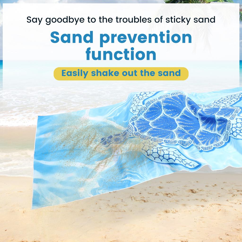 2 Pcs 180cm Turtle Microfiber Beach Towel Absorbent Quick Dry Soft Yoga Swimming Outdoor Sports Gym Shower Towel