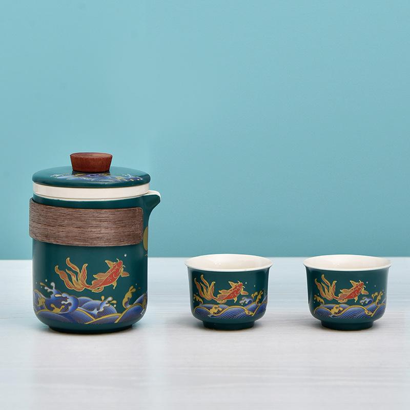 Creative Ceramic Kung Fu Travel Tea Set Portable Kuaike Cup Company Business Gift Box