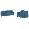 2 Piece Sofa Set with Cushions Blue Velvet
