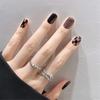 24Pcs Dark Red Tessellated Heart Short Square Press On Nails Removable Artificial Nail Tips