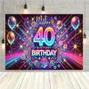 Sfondo 2D Glow per il 40° Compleanno, Banner Decorazione Festa a Tema Viola Neon