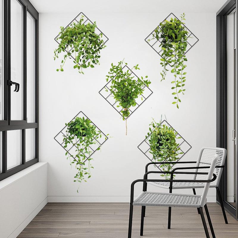Hanging Orchid Wall Sticker Green Plant Home Decor for Room Balcony Wall Decoration