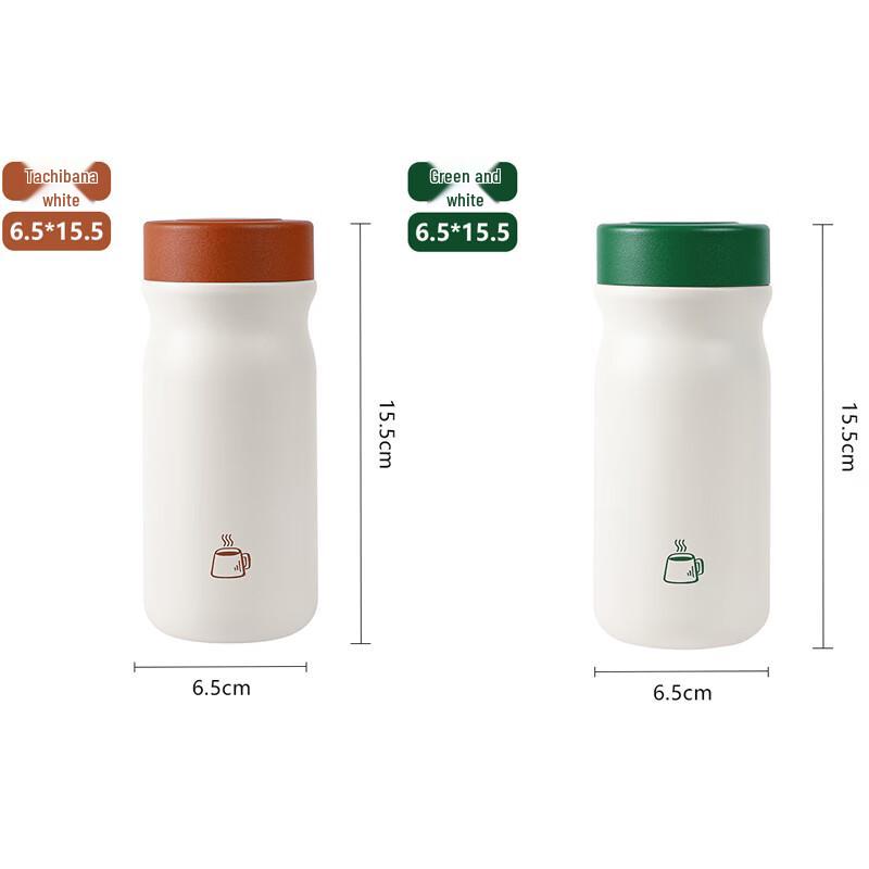 JHDZ 320ml Insulated Stainless Steel Bottle - Orange/Green 2-Pack