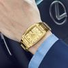 Wwoor New Square Watch Men With Automatic Week Date Luxury Stainless Steel Gold Mens Quartz Wrist Watches Relogio Masculino