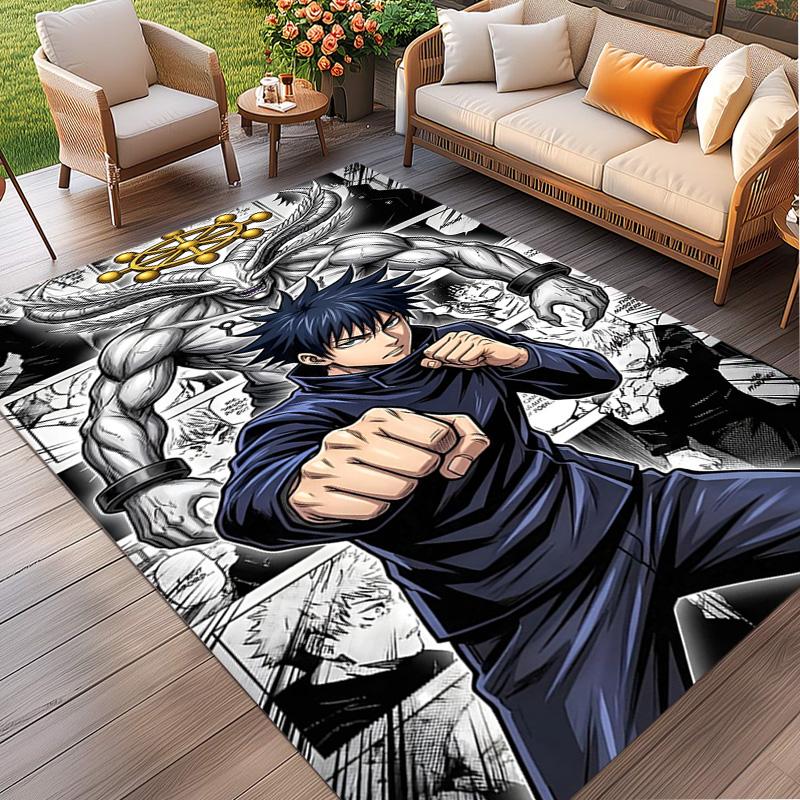 Jujutsu Kaisen Print Rug, Washable Floor Carpet, For Entryway Dorm Laundry Room Office Study, Home Decor Birthday Christmas Gift