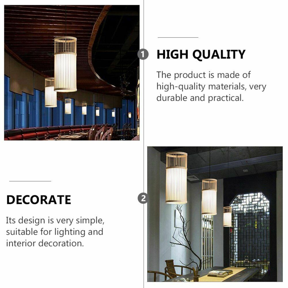 Japanese Chandelier Natural Bamboo Rattan LED Pendant Lights Handmade Weaving Hanging Lamps Wicker Shades E27 Lighting Lampshade