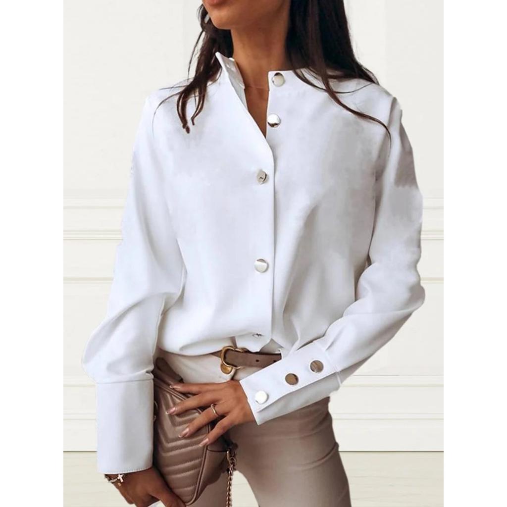 New Spring Summer Women Fashion Long Sleeve Button Shirt INS Style For Cross-border Trade
