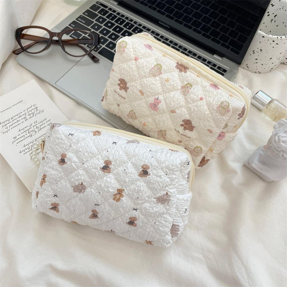 Roze Bloem Vrouwen Schattige Make-up Tas Reis Organizer Cosmetica Munten Handtas Pouch Meisjes Schattig Cartoon Vierkant Rits Cosmetische Tassen