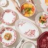 Ceramic Tableware Flower Pattern Bowl Plate Dish Dinner Plate Bread Dish Party Home Dinnerware Table Decoration Kitchen Utensils