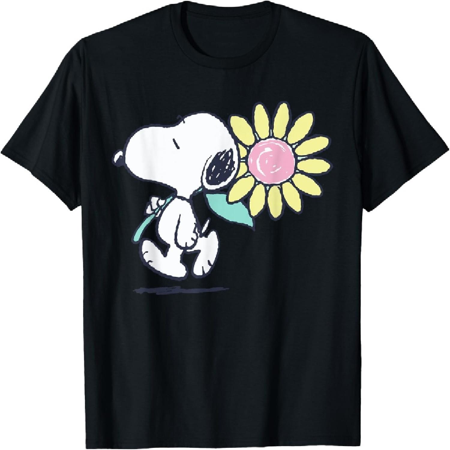 Футболка с рисунком Снупи из Peanuts и розовым цветком ромашки S