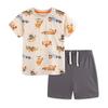 Summer New Boys' Short Sleeve Set Wind Print Floral Crew Neck Children's T-Shirt Knit Cotton Shorts Set