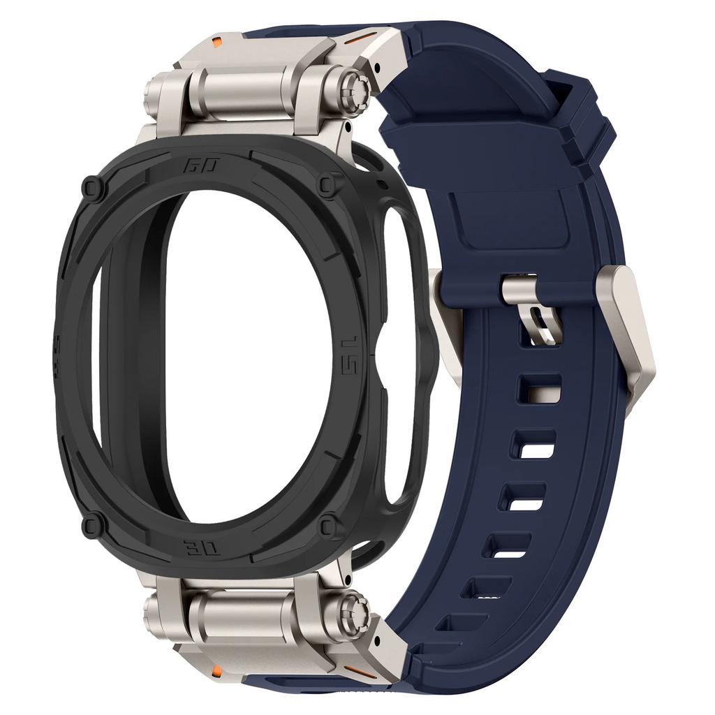 Case+Strap For Samsung Galaxy Watch 7 Ultra Soft TPU Silicone Band Metal Case for Samsung Galaxy Watch 7 Ultra No Gaps Bracelet