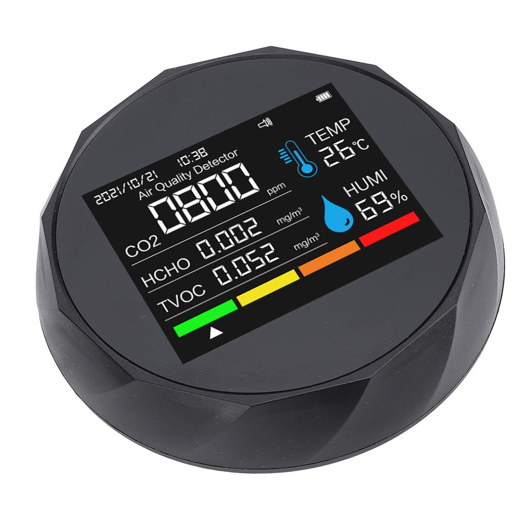 5 in 1 Indoor Air Quality Detector Bluetooth APP Accurate Sensor Magnetic Wall Mount Portable Air Quality Tester for HCHO PM2.5 Temperature Humidity