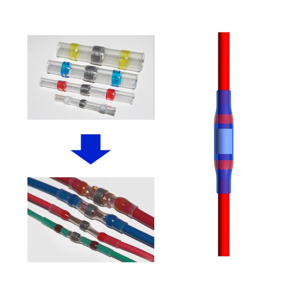 300 sztuk Koszulki termokurczliwe z pierścieniem lutowniczym Terminale połączeniowe do przewodów Terminal połączeniowy Typ termokurczliwy Wodoodporny Łączący