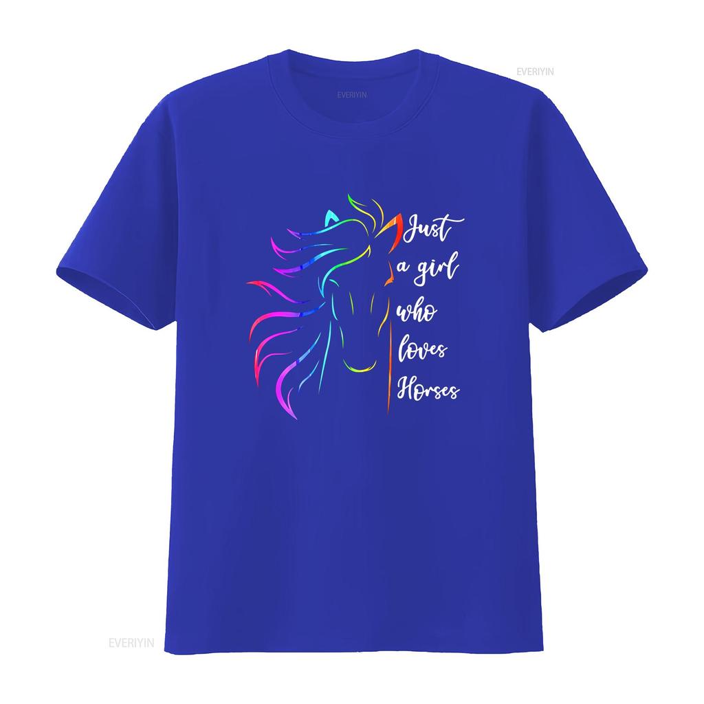 Just A Girl Who Loves Horses Horseback riding Cute Horse T Shirt vintage Washed Top For Everyday Wear Versatile streetwear Soft