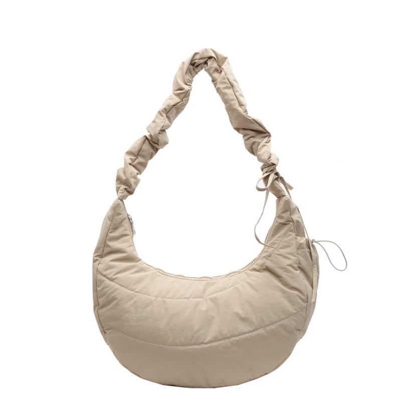 Winter pleated down bag women's new trendy fashion college style tote bag casual large capacity saddle bag
