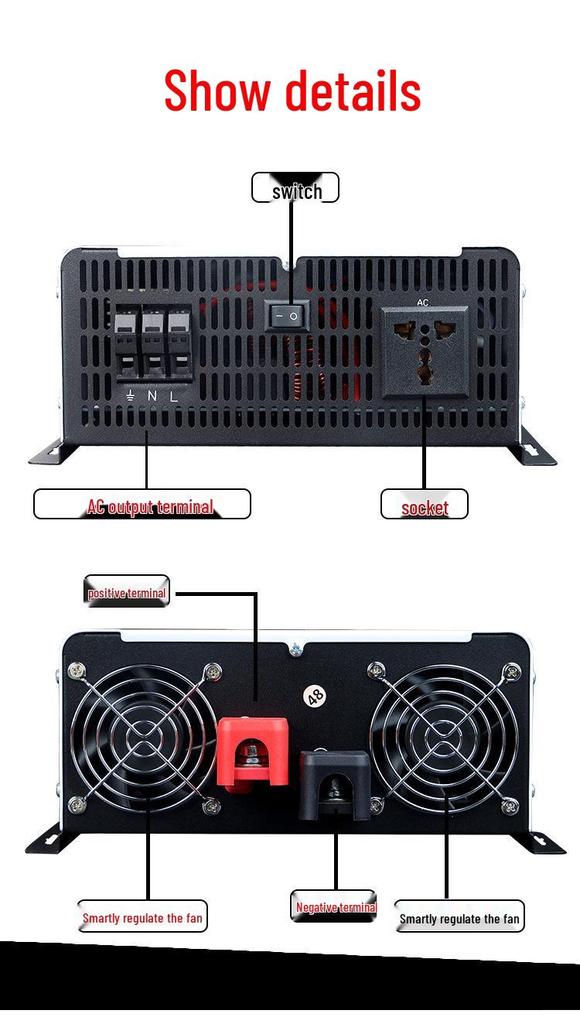 1-5kW 12V-96V to 220V/110V Solar Car-Mounted Home Off-Grid Pure Sine Wave Inverter
