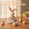 Plush Doll Cute Long-Leg Sitting Stripe Rabbit Toy Adorable Floral Dress Design With Pom-Poms Easter Home Decor