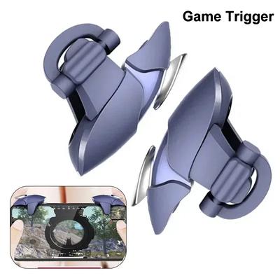 2pcs Mobile Phone Four Finger Game Trigger Aim Shooting L1 R1 ABS Key Button Blue Shark for IPhone Android PUBG Gamepad Joystick