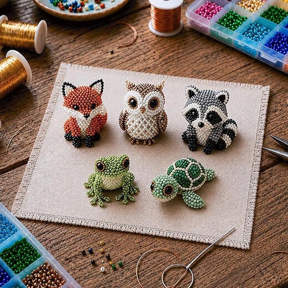 Craft 3D Beaded Animal Kit Animal Shape DIY Bead Craft Kit DIY 3D Beaded Ornament Set Home Decor