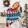 Womens Fair Isle Christmas Sweater Loose Fit Round Neck Long Sleeve Pullover With Snowman Reindeer Print