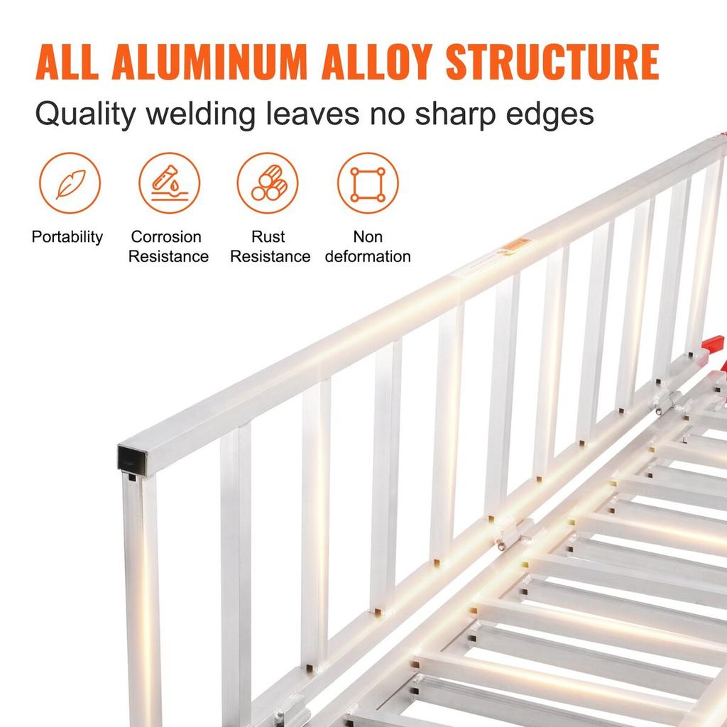 Aluminum Ramps, 1500 Lbs, Tri-Fold Ramp with Load Straps, Folding Loading Ramp for Motorcycle, Tractor, ATV/UTV, Trucks, Lawn Mower, Snow Blower, 77"L