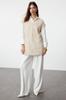 Women's Fashionable Stylish Hijab Sweater Gray Openwork Perforated Knitwear Sweater