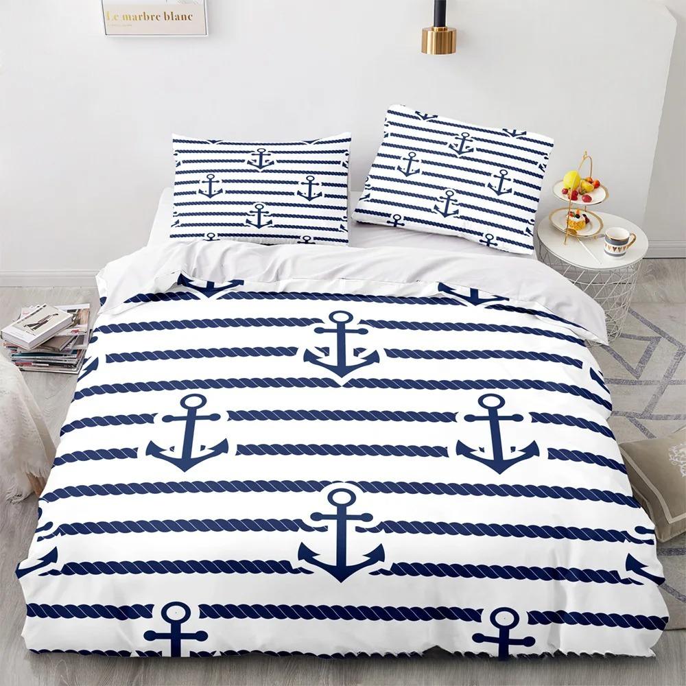 Novos Conjuntos de Cama Náuticos Oceano Âncora Espírito do Oceano Capa de Edredom Tamanho King Queen Solteiro Roupa de Cama com Fronha Adolescentes Meninos Presente