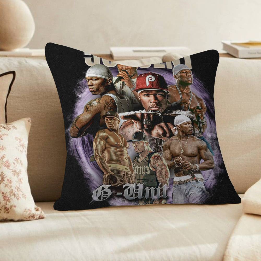 Cent American Hit Pop Hip Hop Rapper Music Cushion Cover Car Throw Pillow Case For Sofa Car Christmas Gift