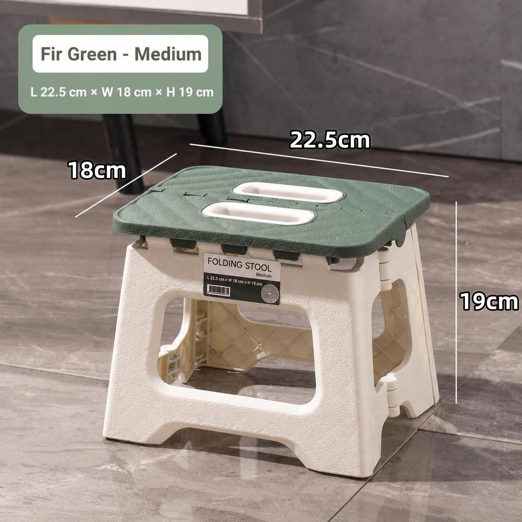 Folding Step Stool, High Load-Bearing 300lb Non-Slip Portable Stool, Space Saving Thickened Plastic Mini Chair for Kitchen Bathroom Camping Fishing