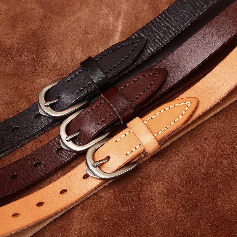 2.8Cm Wide Fashion Versatile Primary Color Belt Women'S Leather First Layer Cowhide College Style Casual Jeans Belt Women