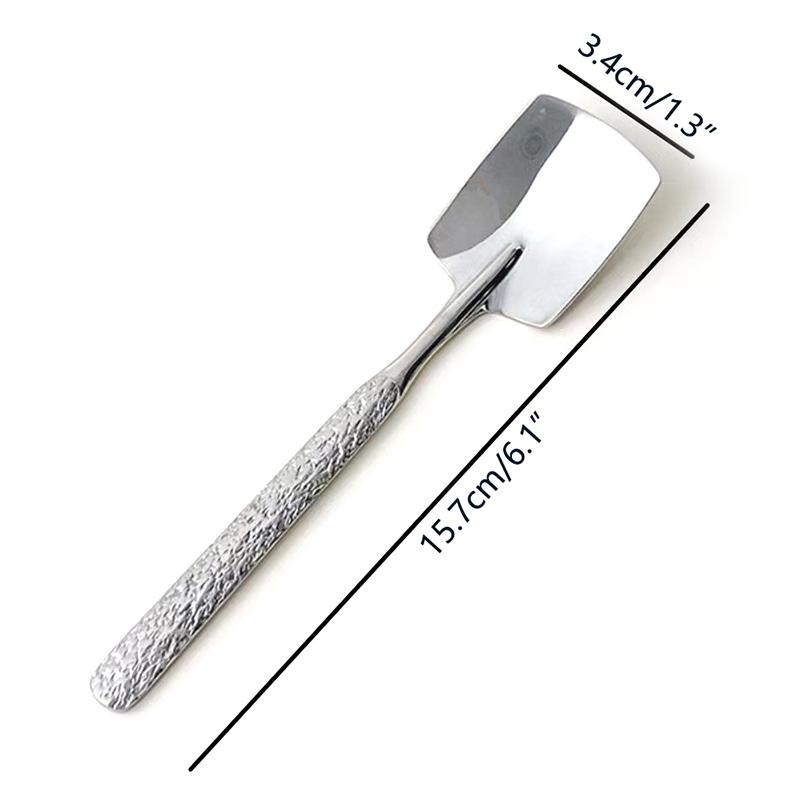 Cucchiaio rotondo in acciaio inossidabile con manico lungo, rosso dorato, per mescolare i dessert, per accessori da cucina, gadget
