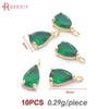 10PCS 4x6MM High Quality Champagne Gold Color Brass and Glass Drop Shape Charms Pendants Jewelry Earrings Findings Accessories