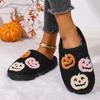 Unisex Halloween Pumpkin Indoor Cotton Slippers for Autumn and Winter, Warm Closed-Back Design