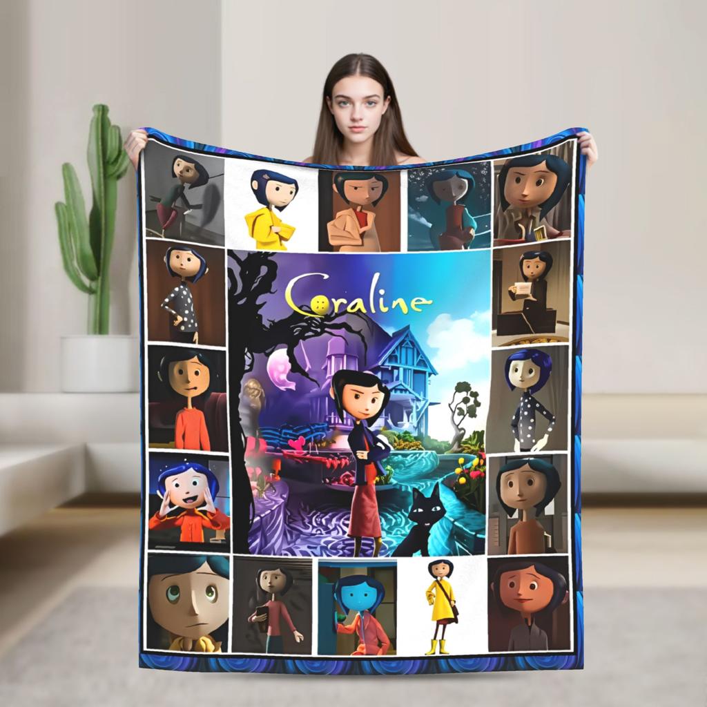 Coraline Artwork Creepy Mother Blankets Fleece Decoration  Multi-function Soft Throw Blanket for Bed Office Rug Piece