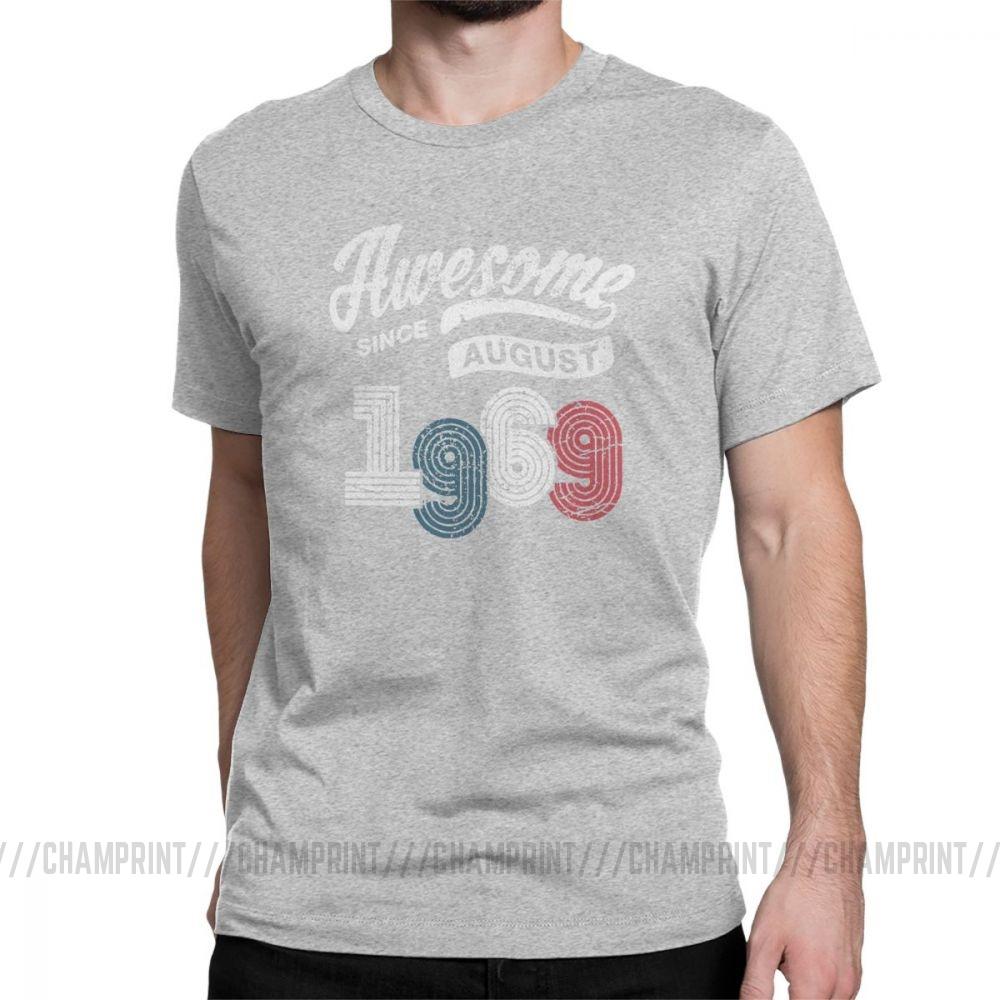 Awesome Since August 1969 T Shirt Vintage 50 Years Old 50Th Birthday Present Men S Cotton