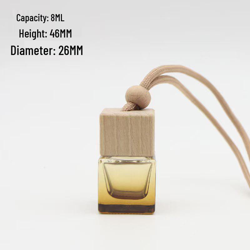 In Stock 8ml Square Car Aromatherapy Bottle - Transparent Glass Pendant Diffuser