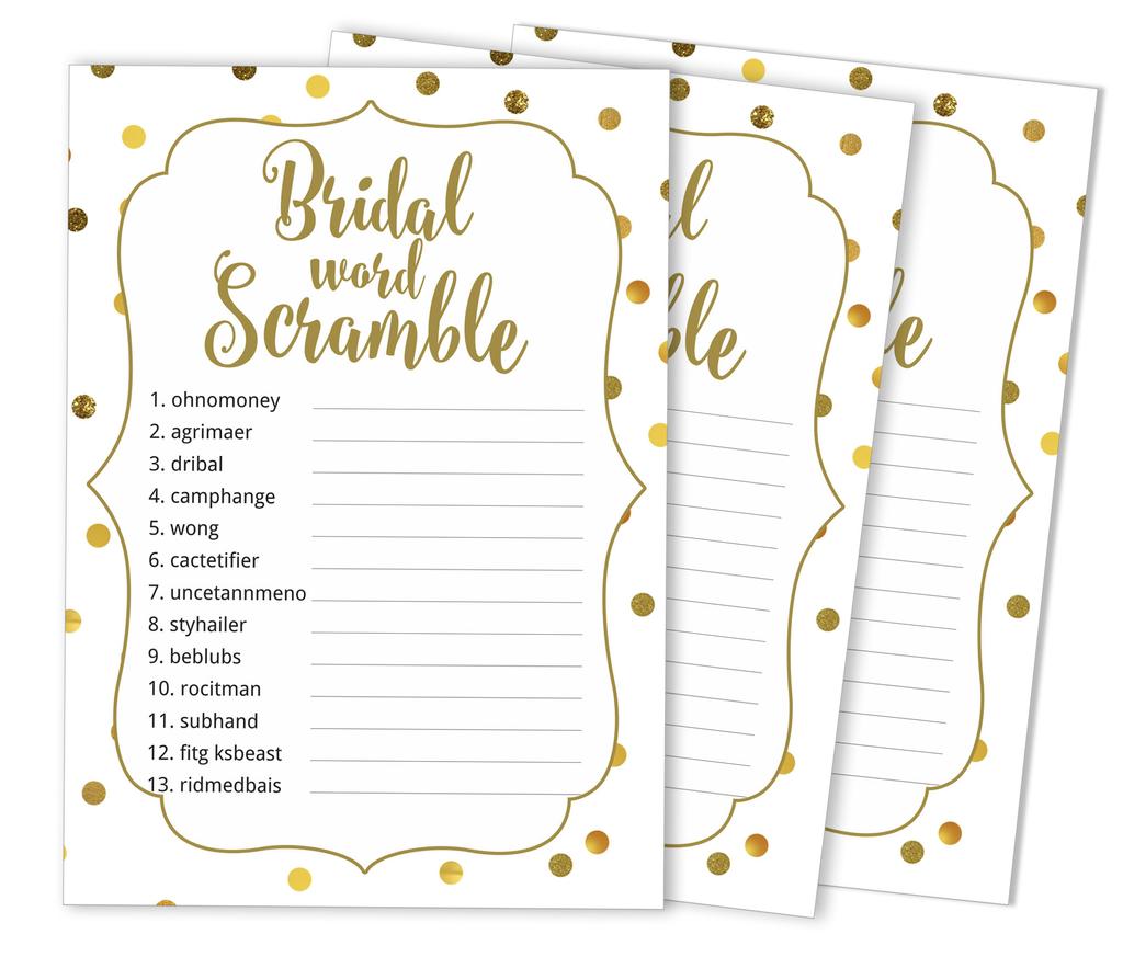 Inkdotpot 50A  Gold ConfettiA  BingoA  GameA  CardsA  For Bridal Wedding Shower Bachelorette Party Bulk Blank Square Fill In Gift