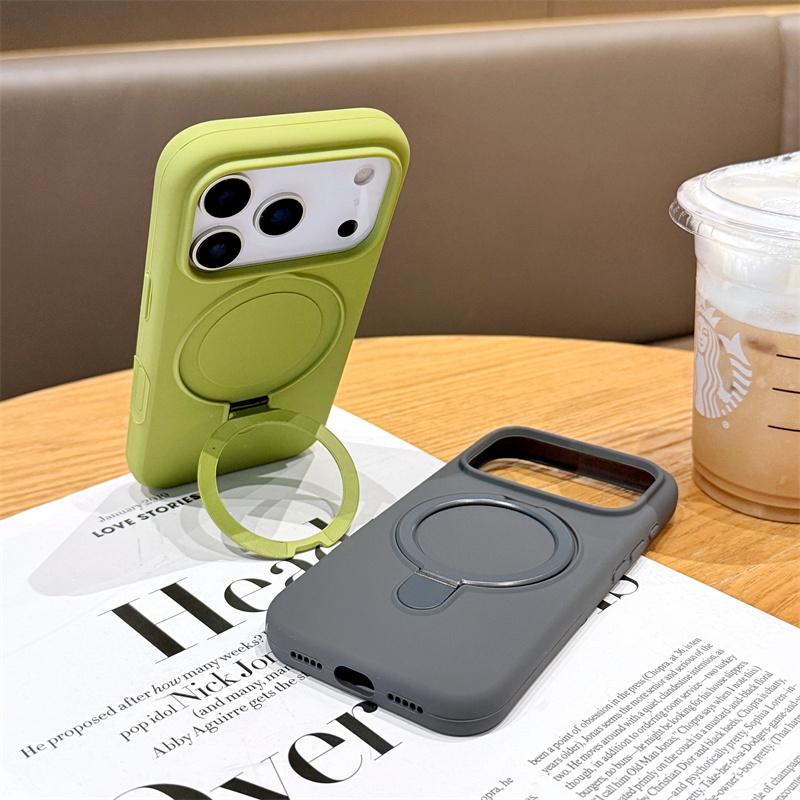 Liquid Silicone Magnetic Ring Stand Phone Case For iPhone 17 Pro Max Air 14 15 Plus 11 12 13 16 Pro For Magsafe Protection Cover