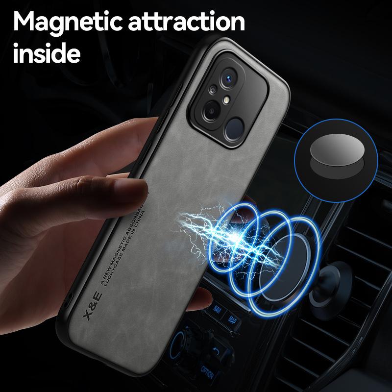 For Xiaomi Redmi 12C Case Luxury Leather Magnetic Car Holder Phone Cases For Xiaomi Redmi 12C 12 C Redmi12C Soft TPU Back Cover