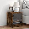 Table de chevet - Maison Exclusive - Porte vitrée - Chêne fumé - 35x37x42 cm