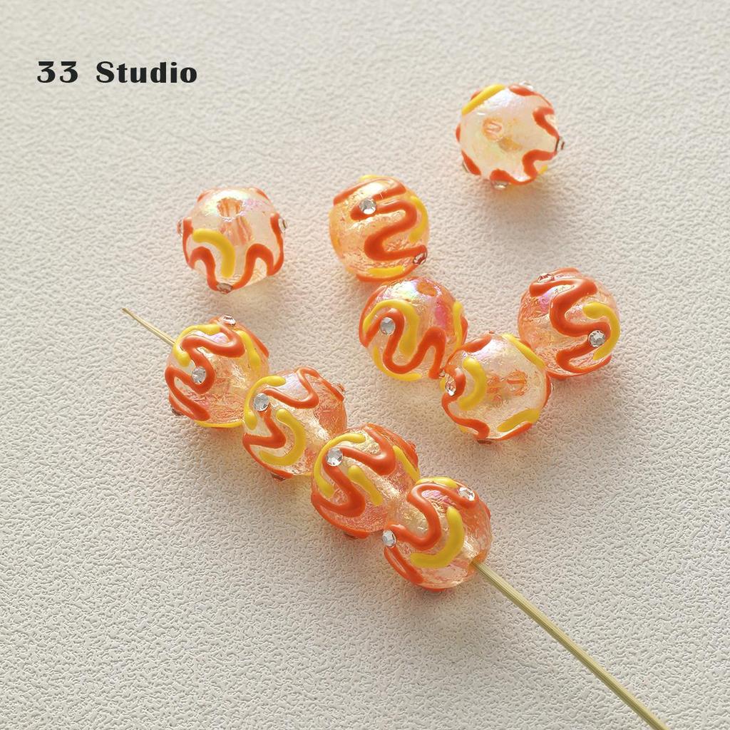 Pure Hand-painted Beads Stickers Diamonds Set Pearl Diy Jewelry Accessories Material Package Beads Car Pendant Cell Phone Chain Beads