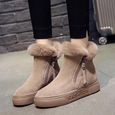 Women's Winter Ankle Boots Female Zipper Flock Platform Snow Boot Ladies Plush Sneakers Casual Flat Shoes Woman Footwear Tyh6