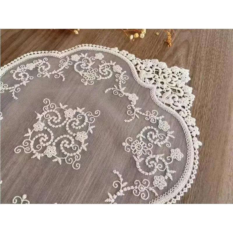 Retro Lace Placemats French Crochet Doilies Handmade Embroidered Table White Place Mats Cup Mat