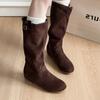 Fashion Women's Boots Flats Suede Fashion Knee High Boots for Woman Designer Shoes Winter 2025 Dress Casual Chelsea Botas Para Mujer