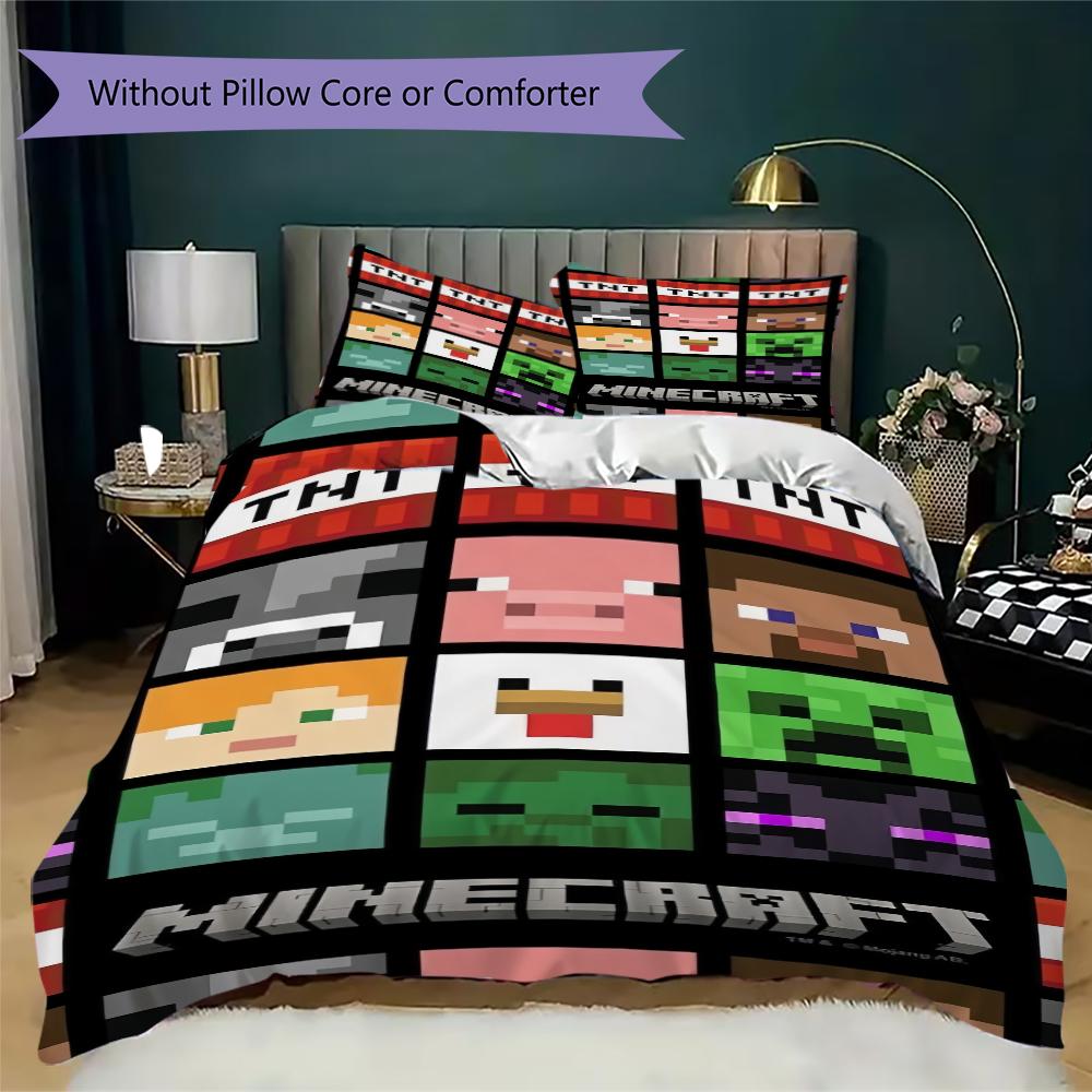 Steve Alex'S Epic Minecraft Adventure Bedding Without Core 1 Duvet Cover 2 Pillowcase Without Core Christmas Birthday Gift