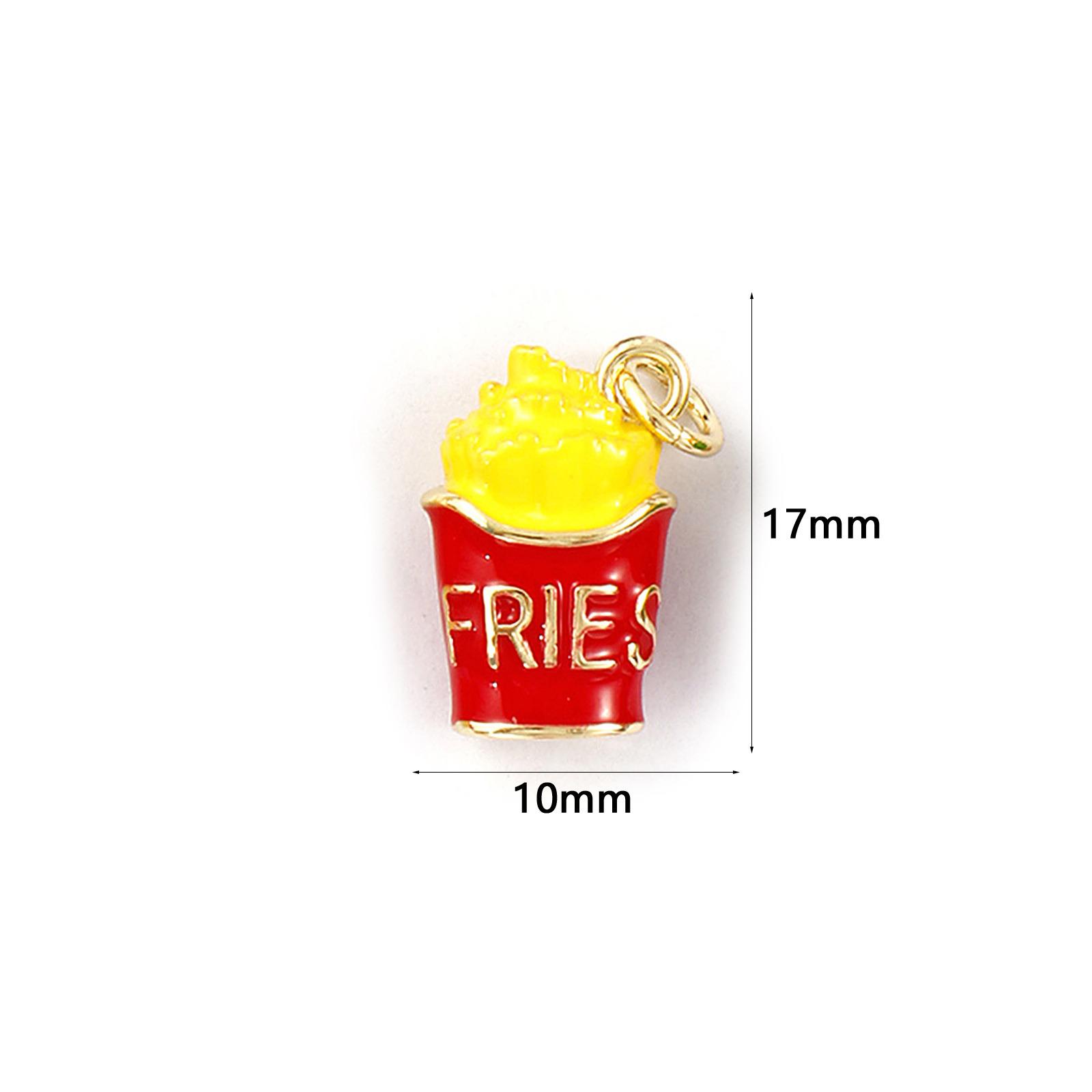 

1 Piece Brass Charms 18K Gold Plated Enamel 3d Popcorn Chocolate French Fries Hamburger Pendants For DIY Necklace Jewelry Making